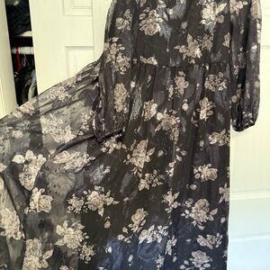 Floral Black and White Maxi Dress